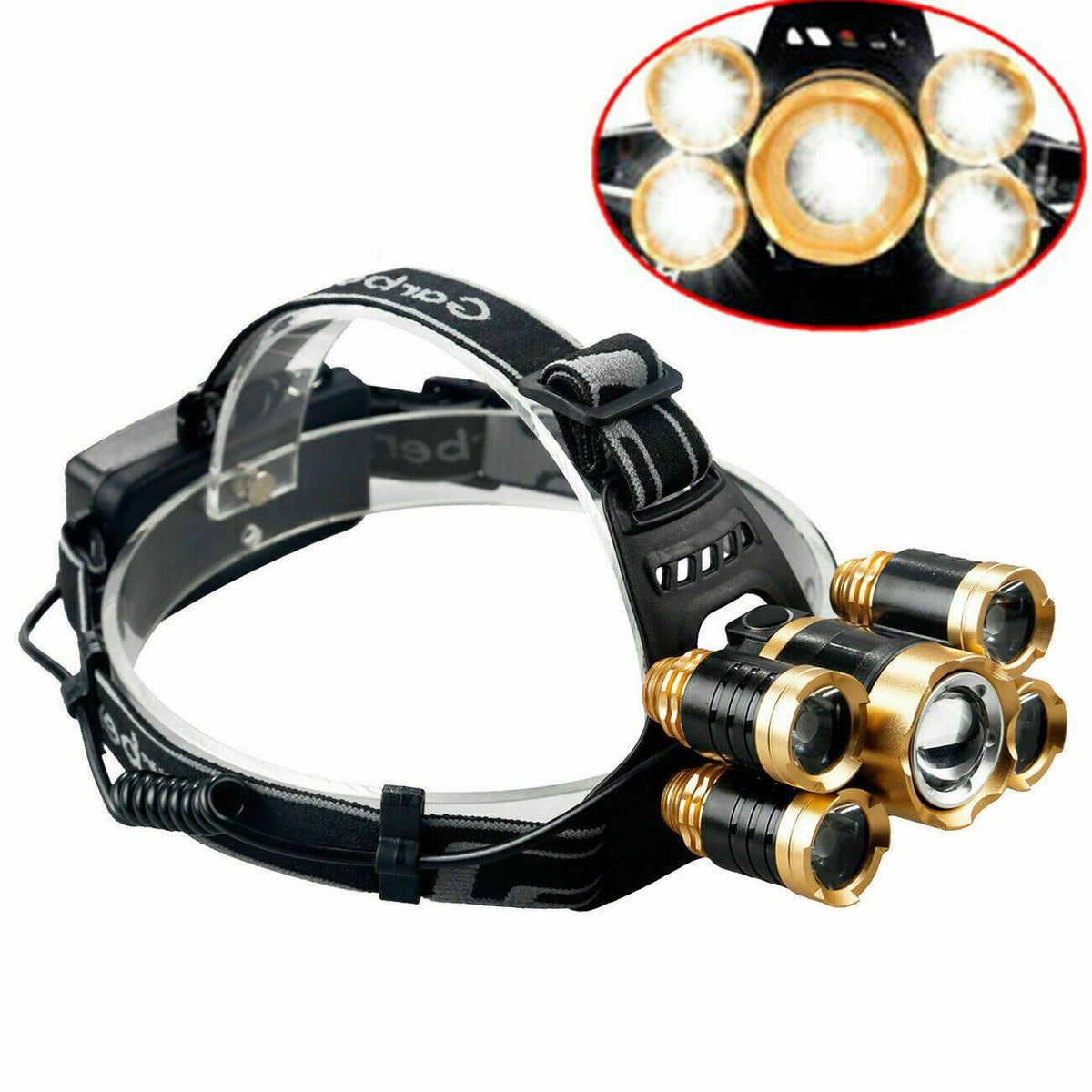SMAXLuminate™ Ultra-Bright 5 LED Headlamp: Zoom Rechargeable Waterproof Head Light Torch 990000LM led headlamp SMAXLuminate™ 