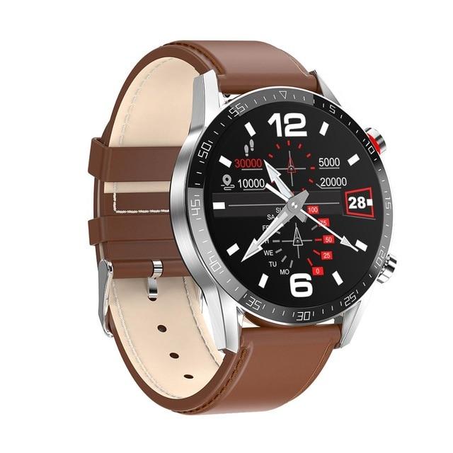 SMAXPLUS EDGE™ Men&#39;s Smartwatch: Blood/Heart Monitor, Fitness Tracker, Bluetooth Calling smartwatch SMAXPlus™ Edge Brown Leather 