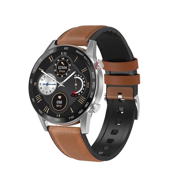 SMAXPLUS RISE™ Men's Smartwatch: Blood/Heart Monitor, Fitness Tracker, Bluetooth Calling smartwatch SMAXPlus™ Brown-Leather Strap 