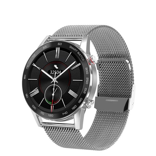 SMAXPLUS RISE™ Men's Smartwatch: Blood/Heart Monitor, Fitness Tracker, Bluetooth Calling smartwatch SMAXPlus™ Silver-Steel Strap 