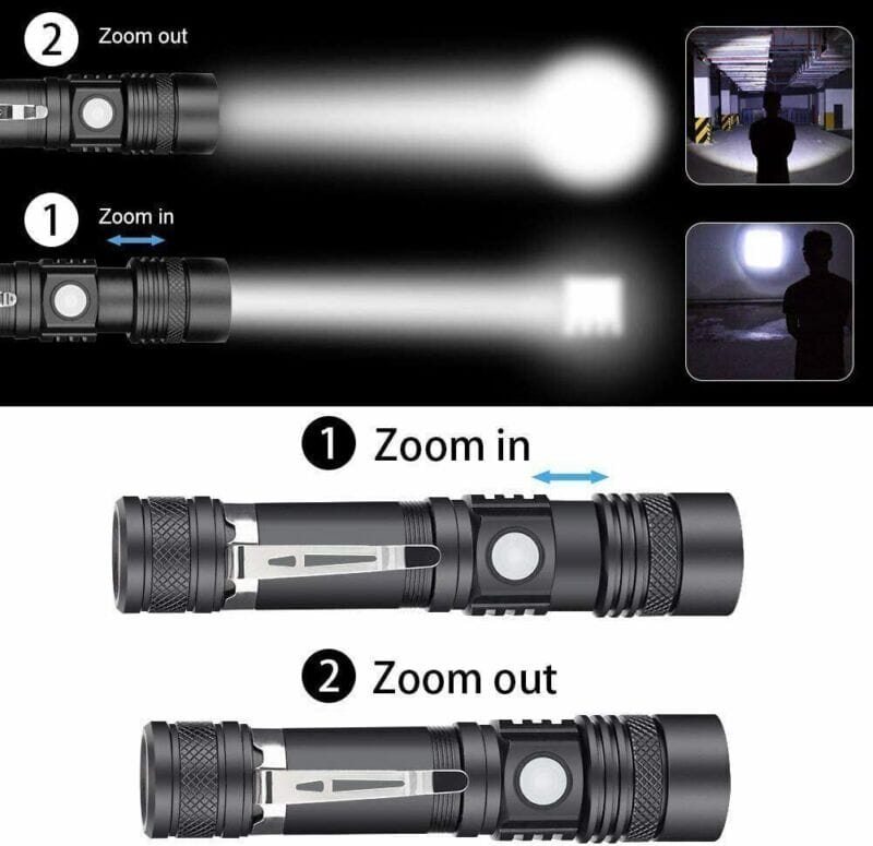 SMAXPro™ 2pk Tactical LED Rechargeable Flashlights: Super Bright, Zoomable, Waterproof tactical flashlight SMAXPro™ 