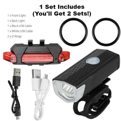 SMAXPro™ 2Sets LED Rechargeable Bicycle Headlights: Front + Rear Bike Lamps USB bike led SMAXPro™ 