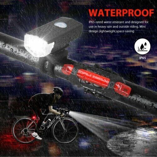 SMAXPro™ 2Sets LED Rechargeable Bicycle Headlights: Front + Rear Bike Lamps USB bike led SMAXPro™ 