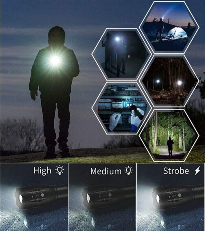 SMAXPro™ 3pk Tactical LED Zoomable Flashlights: Super Bright, 5 Modes, Waterproof tactical flashlight SMAXPro™ 