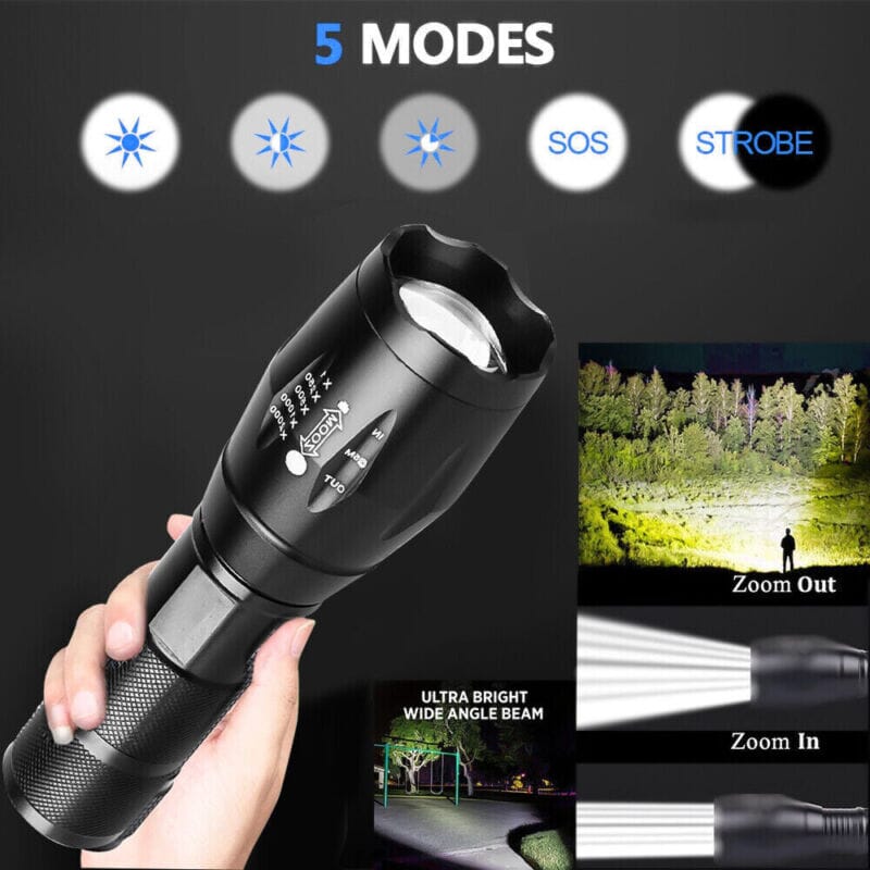 SMAXPro™ 3pk Tactical LED Zoomable Flashlights: Super Bright, 5 Modes, Waterproof tactical flashlight SMAXPro™ 