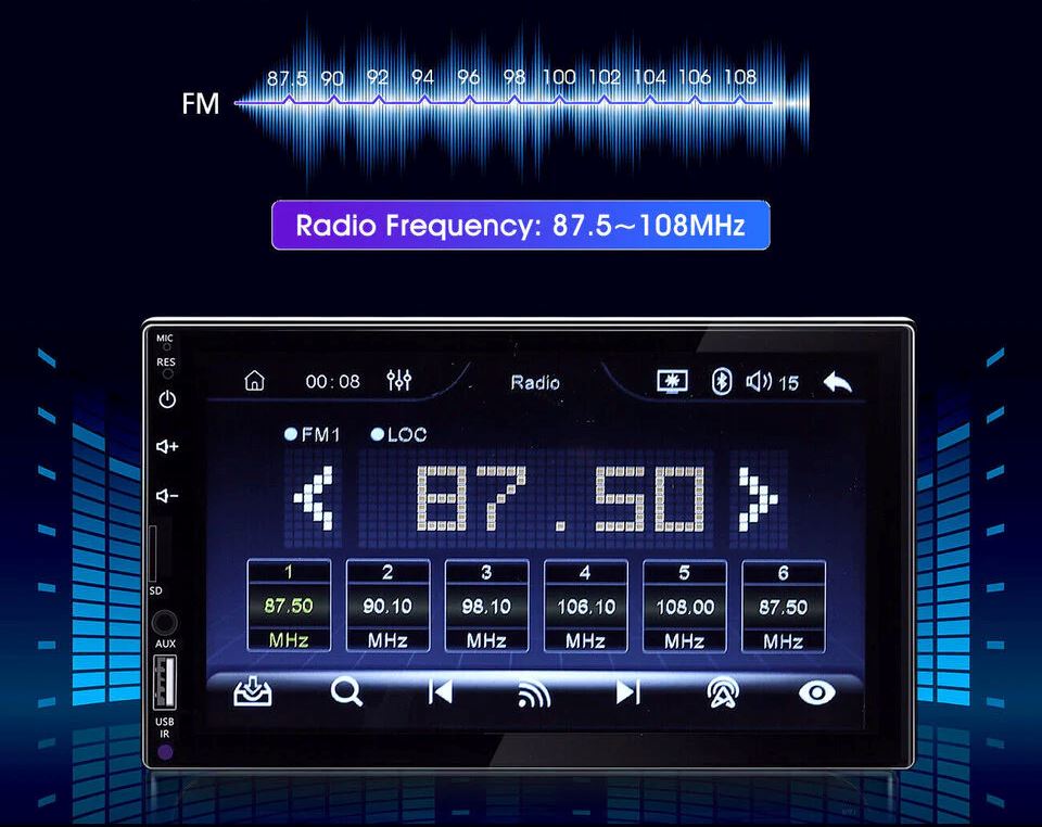SMAXPro™ 7&quot; CarPlay/Android Stereo Receiver + Rearview Camera: 2 Din Multimedia, HD Touchscreen car stereo SMAXPro™ 