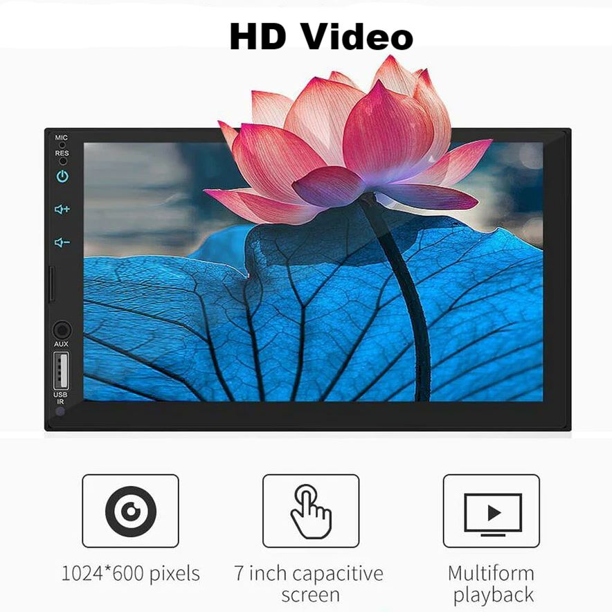 SMAXPro™ 7&quot; CarPlay/Android Stereo Receiver + Rearview Camera: 2 Din Multimedia, HD Touchscreen car stereo SMAXPro™ 