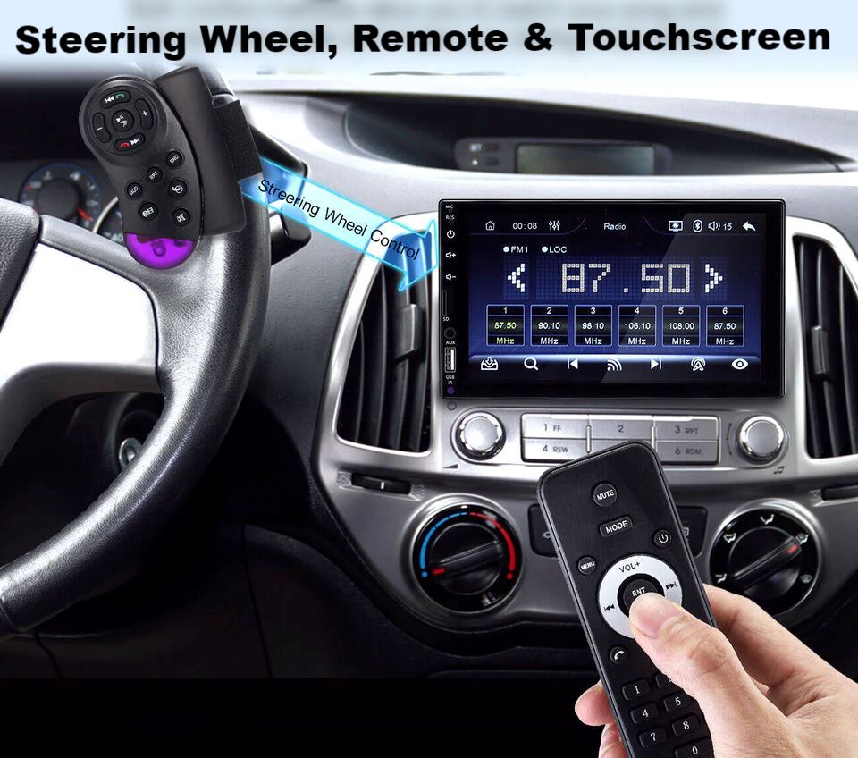 SMAXPro™ 7" CarPlay/Android Stereo Receiver + Rearview Camera: 2 Din Multimedia, HD Touchscreen car stereo SMAXPro™ 