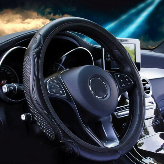 SMAXPro™ Black Leather Steering Wheel Cover: Breathable, Anti-Slip for Car steering wheel cover SMAXPro™ 