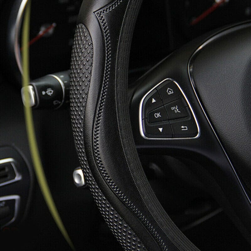 SMAXPro™ Black Leather Steering Wheel Cover: Breathable, Anti-Slip for Car steering wheel cover SMAXPro™ 