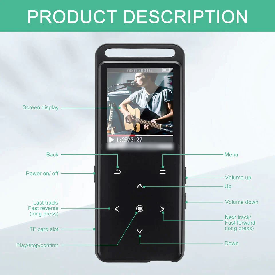 SMAXPro™ Bluetooth MP3/Video Player + Voice Recorder: 64gb, FM Radio, HiFi Sound mp3 player SMAXPro™ 