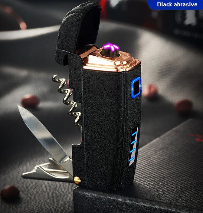 SMAXPro™ Electric Lighter + Multi-Tool Pocket Knife: Dual Arc Plasma, Flameless electric lighter SMAXPro™ Black sand 