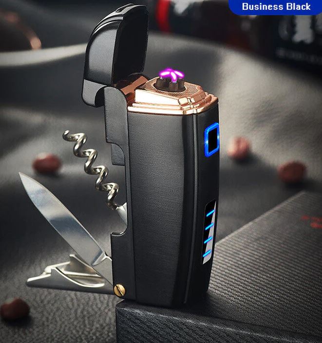 SMAXPro™ Electric Lighter + Multi-Tool Pocket Knife: Dual Arc Plasma, Flameless electric lighter SMAXPro™ Business Black 