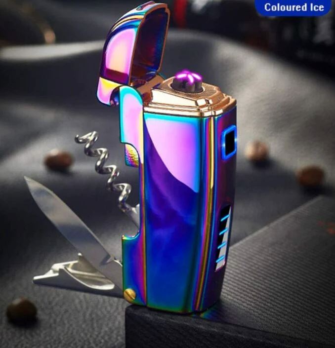 SMAXPro™ Electric Lighter + Multi-Tool Pocket Knife: Dual Arc Plasma, Flameless electric lighter SMAXPro™ Colored Ice 