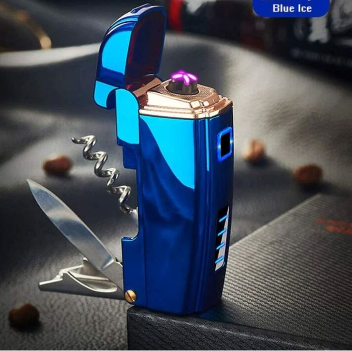 SMAXPro™ Electric Lighter + Multi-Tool Pocket Knife: Dual Arc Plasma, Flameless electric lighter SMAXPro™ Ice Blue 
