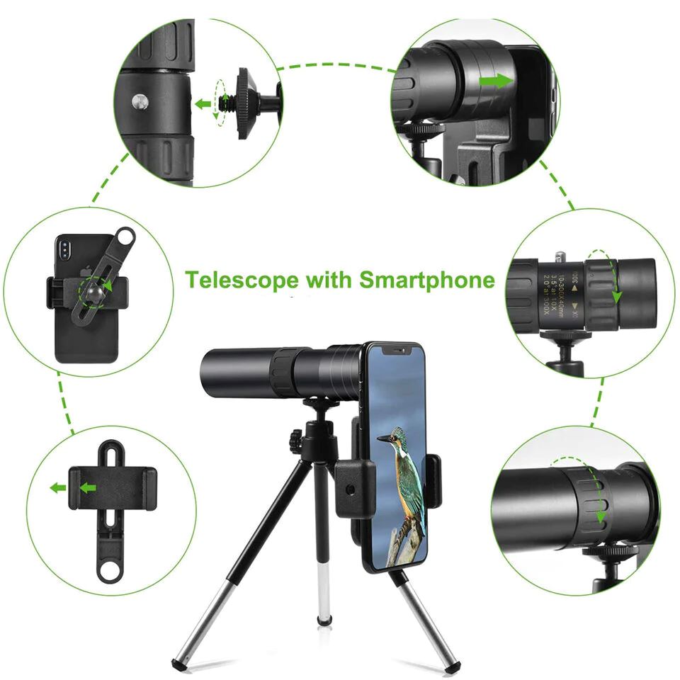 SMAXPro™ HD Mobile Telescope: 10-300X40mm Zoom, Tripod, Monocular, Military telescope SMAXPro™ 