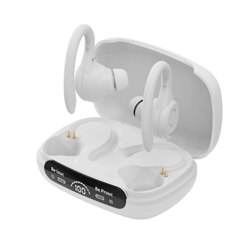 SMAXPro™ Hook Bluetooth 5.3 Earbuds: TWS Mic Headset 5.3 Ear Hooks bluetooth earbuds SMAXPro™ White 