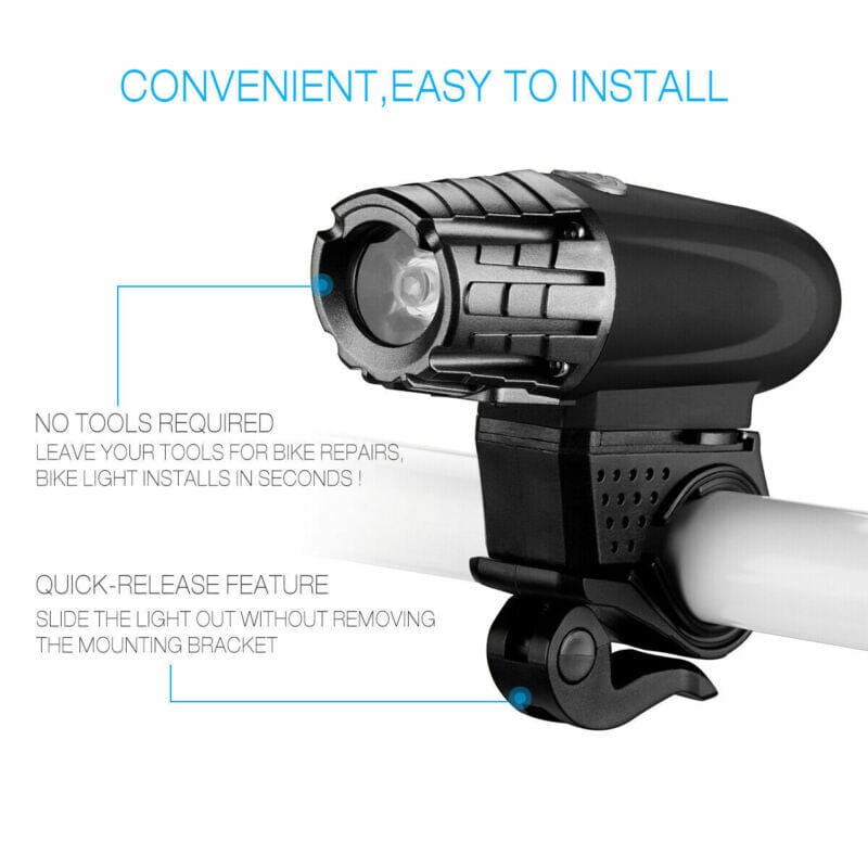 SMAXPro™ LED Rechargeable Bicycle Headlight Set: Front + Rear Bike Lamps, 8.4V, USB bike led SMAXPro™ 