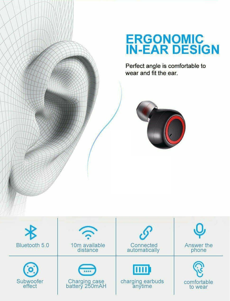 SMAXPLUS™ HD Waterproof Bluetooth Earbuds: Charging Case & Mic (iOS/Android Wireless Earphones) bluetooth earbuds SMAXPLUS™ 