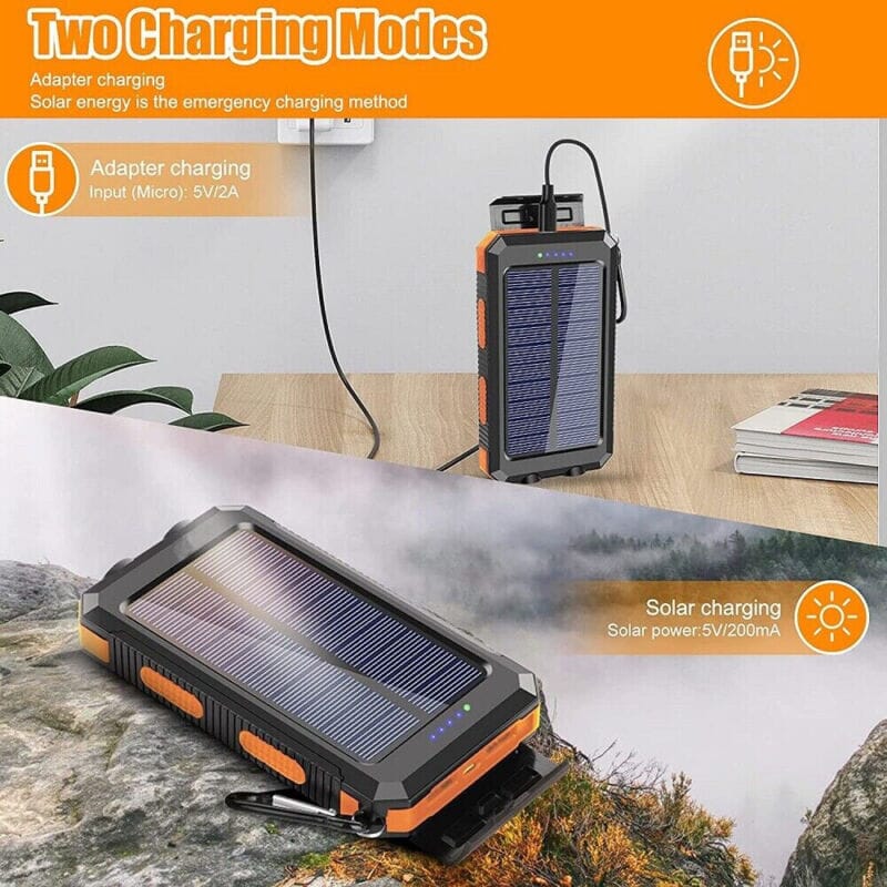 SMAXPro™ Portable Solar Power Bank: 10000mAH, USB Ports, Compass, Cell Phone Charger power bank SMAXPro™ 