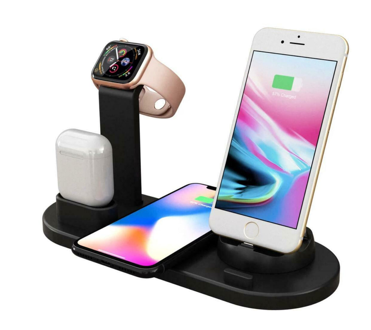 SMAXPro™ QI 4-in-1 FAST Wireless Charging Station: iWatch/Samsung/iPhone/Airpods Dock Stand Wireless Charging Station SMAXPro™ Black 