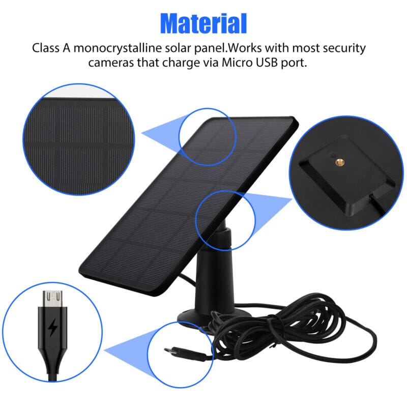 SMAXPro™ Solar Panel for Security Camera: USB Outdoor Cam, 3W 5V Battery Charger SMAXPro™ 