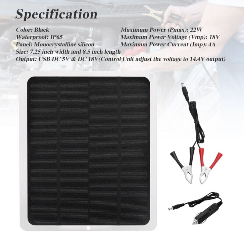 SMAXPro™ Solar Trickle Charger: 22W Panel, 12V Battery Maintainer Kit, Car/Boat/RV solar trickle charger SMAXPro™ 