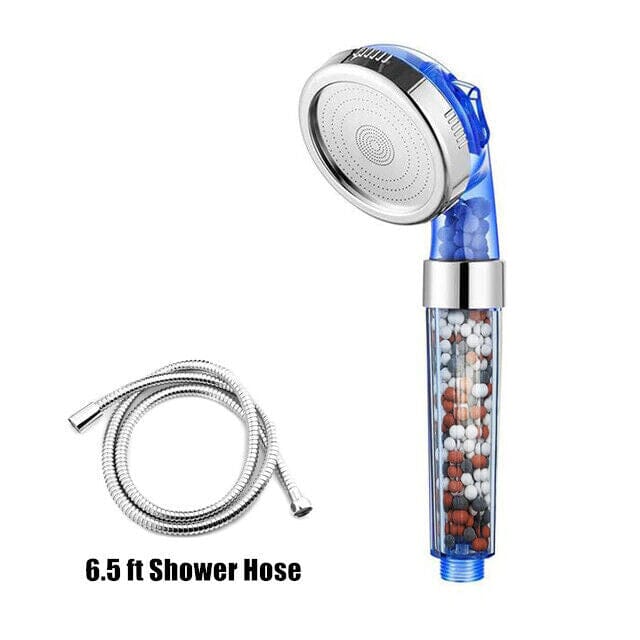 SPureMax™ Handheld Filter Beads Shower Head w/ Hose: High Pressure, 3 Settings shower head SPureMax™ Blue 