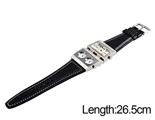 SWatchX™ Men&#39;s BIG Face Leather Band Watch - 3 Time Zones, Multi Dial wristwatches SWatchX™ 