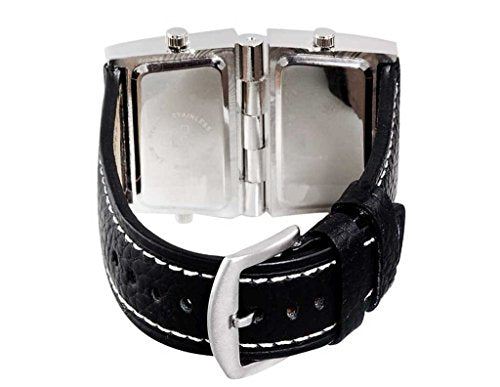 SWatchX™ Men&#39;s BIG Face Leather Band Watch - 3 Time Zones, Multi Dial wristwatches SWatchX™ 