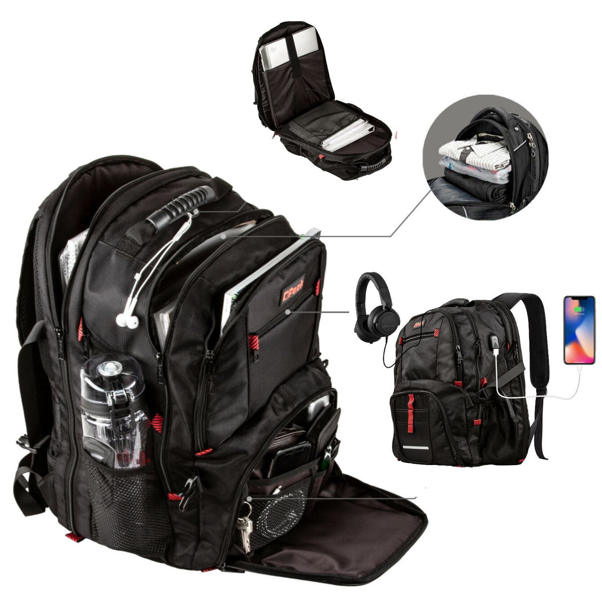 SwissOPack™ Extra Large 17&quot; Laptop Backpack | TSA Friendly, USB, Anti-Theft Men&#39;s backpack SwissOPack™ 