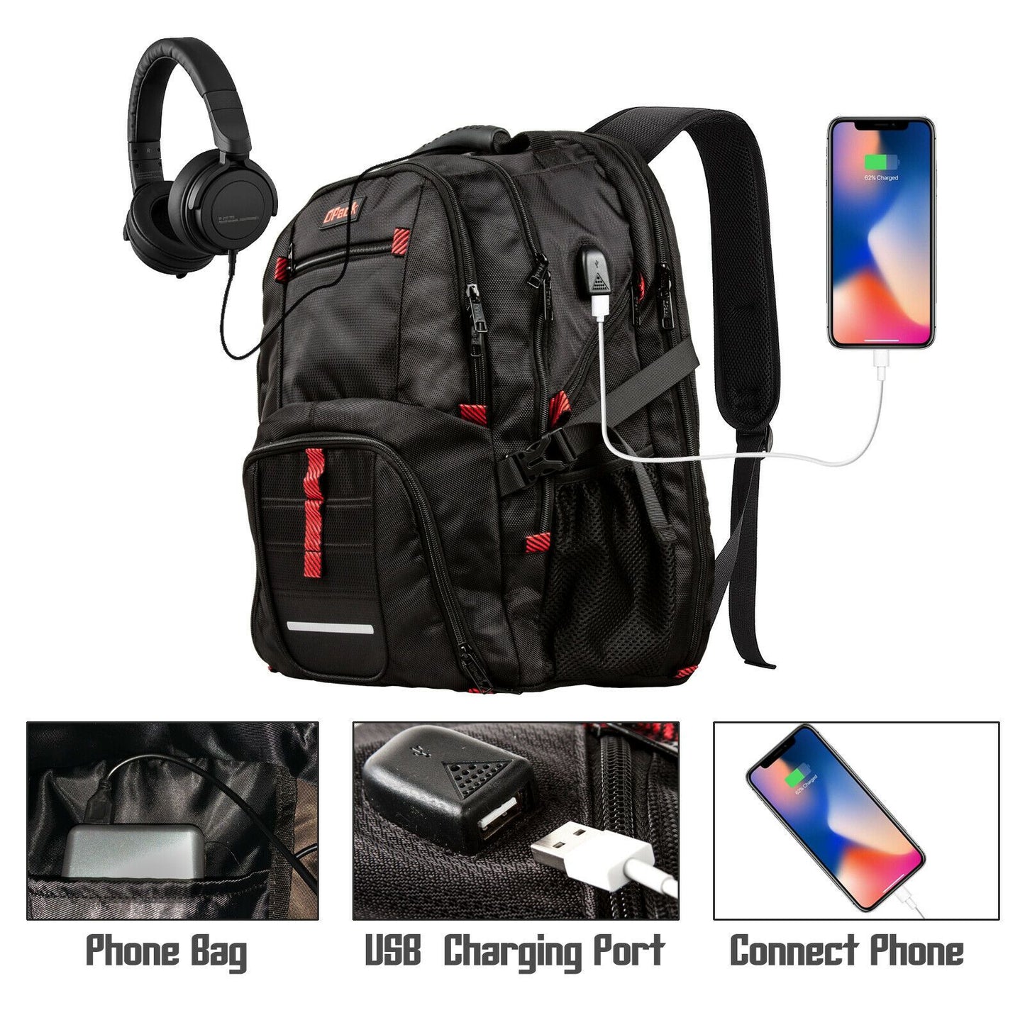 SwissOPack™ Extra Large 17" Laptop Backpack | TSA Friendly, USB, Anti-Theft Men's backpack SwissOPack™ 