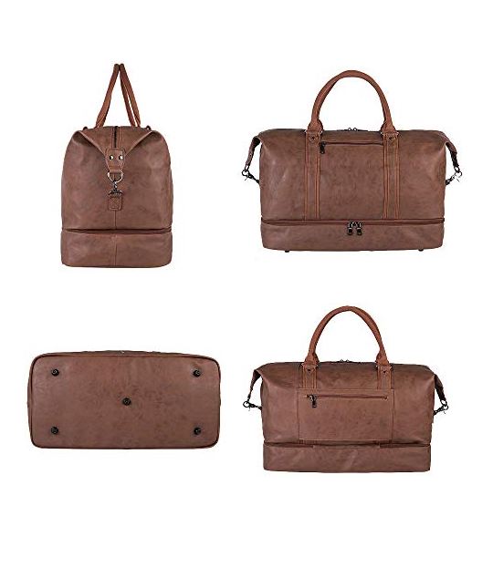 SYFashion™ Men's Vintage Large Leather Travel Duffle Weekend Bag w/ Shoe Storage Duffle Travel Bag SYFashion™ 