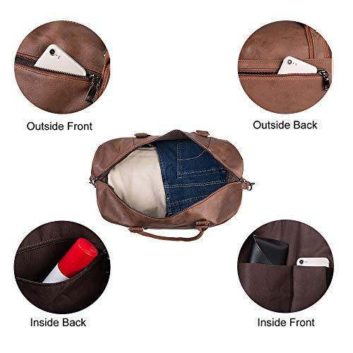 SYFashion™ Men&#39;s Vintage Large Leather Travel Duffle Weekend Bag w/ Shoe Storage Duffle Travel Bag SYFashion™ 