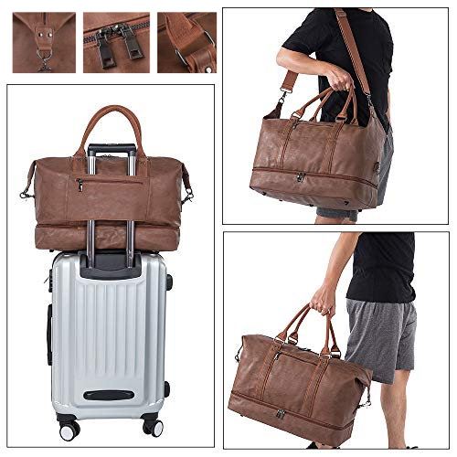 SYFashion™ Men&#39;s Vintage Large Leather Travel Duffle Weekend Bag w/ Shoe Storage Duffle Travel Bag SYFashion™ 