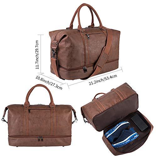 SYFashion™ Men&#39;s Vintage Large Leather Travel Duffle Weekend Bag w/ Shoe Storage Duffle Travel Bag SYFashion™ 