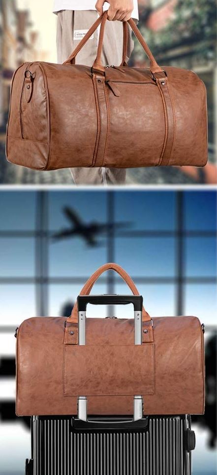 SYFashion™ Men&#39;s Vintage Leather 52L Oversized Travel Gym Duffle Weekend Bag Duffle Travel Bag SYFashion™ 