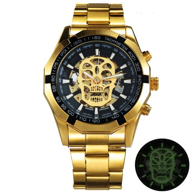 TWN™ Men's Skull Skeleton Stainless Steel Watch Specialty Watch TWN™ Fashion Skull Gold Black 