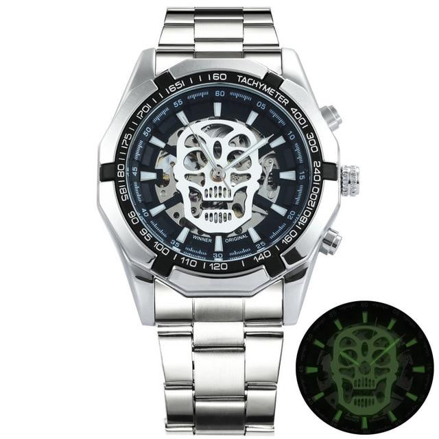 TWN™ Men's Skull Skeleton Stainless Steel Watch Specialty Watch TWN™ Fashion Skull Silver Black 