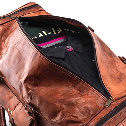 UrbanLeatherZ™ Men&#39;s 100% Leather 24in Vintage Brown Duffle Weekend Travel Bag Duffle Travel Bag UrbanLeatherZ™ 