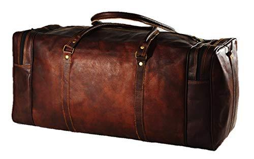 UrbanLeatherZ™ Men&#39;s 100% Leather 24in Vintage Brown Duffle Weekend Travel Bag Duffle Travel Bag UrbanLeatherZ™ 