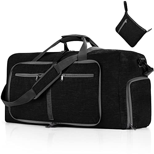VMFashion™ Foldable 65L Travel Duffle Bag w/ Shoe Compartment - Men's Portable Weekender Duffle Travel Bag VMFashion™ Black 
