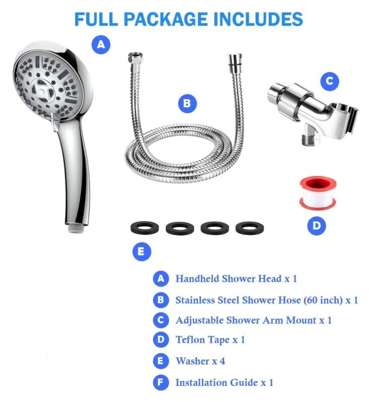 WASpa™ Deluxe Handheld Shower Head Set: Hose, 9 Modes, High Pressure, Mount shower head WASpa™ 