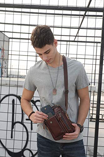 WDXElite™ Men&#39;s Leather Crossbody Sling Chest Bag - Shoulder Day Bag WDXElite™ 